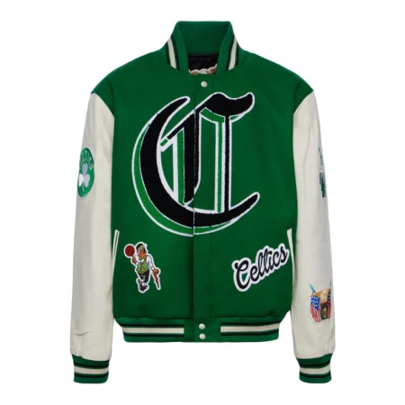 Elbarbashat BOSTON CELTICS WOOL & LEATHER VARSITY JACKET