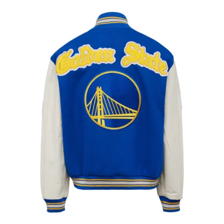 Elbarbashat GOLDEN STATE WARRIORS 7TH CHAMPIONSHIP WOOL & LEATHER JACKET