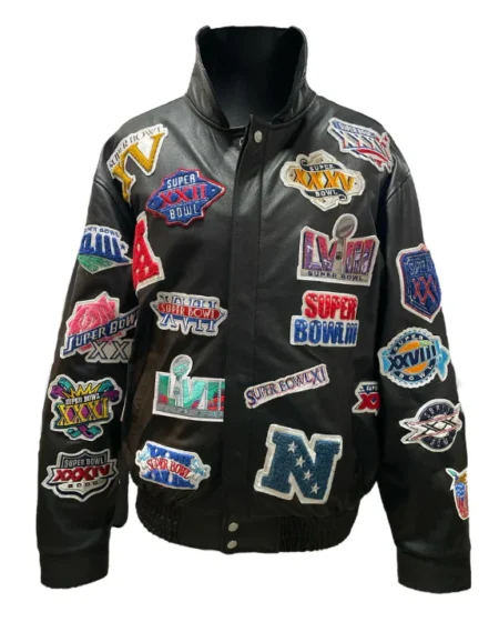 Elbarbashat NHL COLLAGE VEGAN LEATHER JACKET BLACK