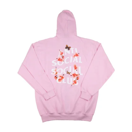 Elbarbashat Anti Social Social Club Logo Hoodie Pink Butterfly