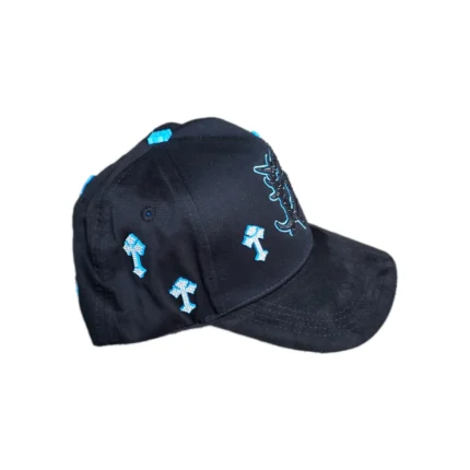 El Barbas Hats "Barbas Heaven" black and light blue crystal-embellished cap